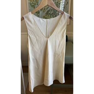 DONNA KARAN Women 4 Tank Top Cream White Silk Sleeveless V Neck VTG